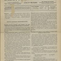0515 - Page 513 - Sommaire / Revue clinique hebdomadaire. Comment arriver à extirper, sans produire une plaie trop vaste, un énorme cysto-sarcome de la mamelle ? / Du danger des collyres à l'eau distillée de laurier-cerise saturée de teinture d'iode