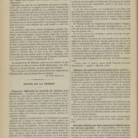 0518 - Page 516 - Revue clinique hebdomadaire. Hyperostose d'un tibia chez un adulte / Revue de la presse. Diagnostic différentiel du sarcocèle du testicule avec l'hématocèle. (Mouvem. méd.) / Influence des injections de pilocarpine sur la calvitie. (Ann. méd.) / Nouvelle méthode pour faire disparaître définitivement les cheveux superflus. (Arch. of dermat et Ann. méd.)