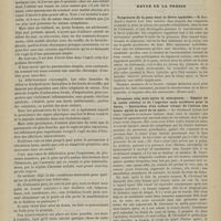 0614 - Page 612 - Revue clinique hebdomadaire. Pneumonie du sommet / Revue de la presse. Vergetures de la peau dans la fièvre typhoïde. (France méd.) / Grossesse cinq mois après la ménopause. - Emploi de la sonde utérine et de l'ergotine sans accidents pour le foetus. - Extraction d'un enfant vivant de l'utérus une heure après la mort de la mère. (Journ. de méd. et de chir. prat.)