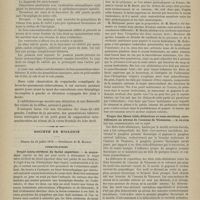 0694 - Page 692 - Hôpital des Enfants-Malades. M. Bouchut. Phénomènes produits par la formation des thromboses dans les sinus de la dure-mère / Société de biologie. Séance du 19 juillet 1879. Communications. Trajet intra-cérébral du facial supérieur. M. Hallopeau / Trajet des fibres irido-dilatrices et vaso-motrices carotidiennes au niveau de l'anneau de Vieussens. M. Franck / Synthèse des corps albuminoïdes. M. Grimaux