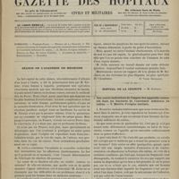 0699 - Page 697 - Sommaire / Séance de l'Académie de médecine. [Dr Victor Revillout] / Hôpital de la Charité. M. Gosselin. I. Des contre-indications de l'emploi des appareils contentifs dans les fractures de l'extrémité inférieure du radius. - II. Métrite d'origine multiple