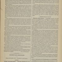 0711 - Page 709 - Revue de syphiliographie. I. Contribution à l'étude des troubles respiratoires dans les laryngopathies syphilitiques, par le Docteur Krishaber. - Paris, Masson, 1879. - II. De l'oedème dur des grandes et des petites lèvres, symptomatique de la syphilis, par le Docteur Oberlin. - Paris, Delahaye, 1879. [Dr V. de Fourcauld] / Société de chirurgie. Séance du 30 juillet 1879. Rapport. Polype naso-pharyngien. - Sarcome kystique du nerf sciatique. M. Cruveilhier... / Présentation de malade. Résection de la hanche. M. Le Fort / Fin de la discussion sur l'entérotomie et la laparotomie. M. Desprès
