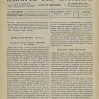 0851 - Page 849 - Sommaire / Hôpital de la Charité. M. Gosselin. Autopsie de pleurésie purulente : impossibilité de la guérison / Hémorrhoïdes, anémie : hydrothérapie