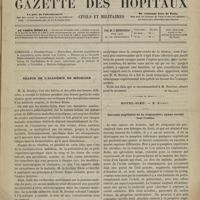0907 - Page 905 - Sommaire / Séance de l'Académie de médecine. [Dr Brochin] / Hôtel-Dieu. M. Richet. Sarcome papillaire de la conjonctive, ayant envahi tout l'orbite