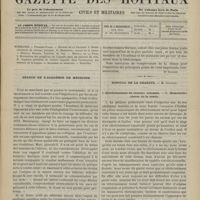 0955 - Page 953 - Sommaire / Séance de l'Académie de médecine. [Dr Brochin] / Hôpital de la Charité. M. Gosselin. I. Rétrécissement du rectum ; autopsie. - II. Hématurie ; cancer de la vessie