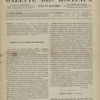 1019 - Page 1017 - Sommaire / Séance de l'Académie de médecine. [Dr Brochin] / Hôtel-Dieu. M. Richet. Drainage d'un sac pseudo-pleural ; injection d'eau dans la cavité ; passage du liquide dans les bronches ; mort par suffocation