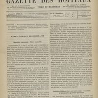 1051 - Page 1049 - Sommaire / Revue clinique hebdomadaire. Maladies régnantes : fièvre typhoïde / Contracture hystérique non interrompue remontant à cinq années ; guérison spontanée