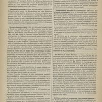 1054 - Page 1052 - Revue de la presse. Structure des ligaments larges. (Gaz. hebd.) / Lavements nutritifs. (Abeille médicale) / Hystéro-démonopathie. (Bullet. de la Société fr. d'hygiène) / Éruption causée par la quinine. (Mouvem. méd.) / Températures morbides locales dans les affections des organes abdominaux. (France méd.) / Du choc de la pointe du coeur. (Gaz. hebd.) / Guérison rapide du coryza par l'eucalyptus globulus