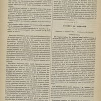 1062 - Page 1060 - Hôpital Cochin. M. Desprès. Orchite des oreillons / Société de biologie. Séance du 15 novembre 1879. Communications. De l'augmentation des globules blancs dans le sang, à la suite des plaies et des hémorrhagies. M. Malassez / Les fonctions de la moelle épinière. M. Laborde / Traitement médical et hygiène de la cataracte. M. Javal