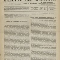 1067 - Page 1065 - Sommaire / Séance de l'Académie de médecine. [Dr Brochin] / Hospice de la Salpêtrière. M. Charcot. Sclérose latérale amyotrophique : phénomènes de la contracture spasmodique et des réflexes tendineux