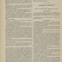 1190 - Page 1188 - Hôpital des Enfants-Malades. M. Bouchut. Des localisations cérébrales. - Tubercules ayant détruit la totalité des couches optiques ; hyperesthésie cutanée ; amaurose et névro-rétinite ; paralysie agitante. - Abcès du lobe frontal, sans symptômes de paralysie ou de délire. - Tubercule de la couche optique sans symptômes / Académie de médecine. Séance du 23 décembre 1879. Correspondance / Communication. Températures morbides locales. M. Peter