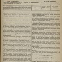 1005 - Page 1001 - Sommaire / Séance de l'Académie de médecine. [Dr Brochin] / Hôpital de la Charité. M. Raynaud. I. Lésion valvulaire du coeur, mort subite. - II. Érythème pellagroïde