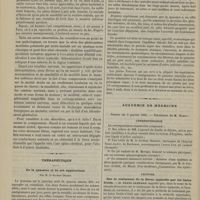 0040 - Page 28 - Hospice d'Aurillac. M. Rames. Paralysie du membre inférieur droit de cause syphilitique ; interprétation des troubles nerveux / Thérapeutique. De la quassine et de ses applications. Par M. le Docteur Delmis / Académie de médecine. Séance du 9 janvier 1883. Correspondance / Lecture. Sur le traitement de la fièvre typhoïde par les bains froids. M. Franz Glénard