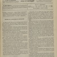 0085 - Page 73 - Sommaire / Séance de l'Académie de médecine / Hôpital Necker. M. Potain. I. Rétrécissement spasmodique de l'oesophage. - II. Fièvre typhoïde, complications