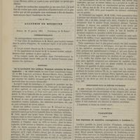 0088 - Page 76 - Clinique de Rio-de-Janeiro. M. Fort. Tumeur fibreuse de l'utérus. Hystérotomie. Guérison / Académie de médecine. Séance du 23 janvier 1883. Correspondance / Rapport. De la mortalité des soldats français atteints de fièvre typhoïde. M. Léon Colin, au nom d'une commission composée de MM. Legouest..., Moutard-Martin, Peter, Rochard, Villemin et Léon Colin / Discussion sur la fièvre typhoïde. M. Sée / Variétés. Les hôpitaux de maladies contagieuses à Londres