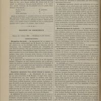 0144 - Page 132 - Revue de la presse. Du paludisme congénital. (Revue de médecine) / Balano-posthite des diabétiques. (Lyon médical) / Société de chirurgie. Séance du 7 février 1883. Communications. Élongation des nerfs. M. Polaillon, sur une observation communiquée par M. Mouchet... / Expulsion spontanée d'un calcul vésical travers la paroi urétro-vésicale. M. Polaillon, sur une observation de M. Mouchet / Maladie kystique du testicule. M. Chauvel, sur une observation de M. le Docteur Richon...