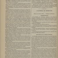 0160 - Page 148 - Physiologie. Recherches expérimentales sur le mode d'action de quelques liquides organiques neutres sur la substance organisée. Par M. le Docteur Dubois / Académie de médecine. Séance du 13 février 1883. Correspondance / Discussion sur la fièvre typhoïde. M. Vulpian, extrait d'une lettre de M. le Professeur Teissier...