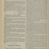 0320 - Page 308 - Clinique des départements. Corps étranger de 21 centimètres et demi de long, muni d'un tampon de toile à une de ses extrémités, extrait de l'estomac. Par M. le Docteur Gérard... / Académie de médecine. Séance du 3 avril 1883. Correspondance / Suite de la discussion sur la fièvre typhoïde. M. Bouley