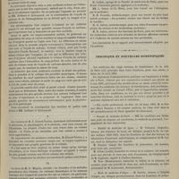 0337 - Page 325 - Académie des sciences. Séance annuelle du 2 avril 1883. M. P. Mégnin : les parasites et les maladies parasitaires chez l'homme, les animaux domestiques et les animaux sauvages avec lesquels ils peuvent être mis en contact / Chronique et nouvelles scientifiques. Faculté de médecine de Paris / Faculté de médecine de Lyon / École de médecine d'Alger / École de médecine de Caen / École de médecine de Clermont