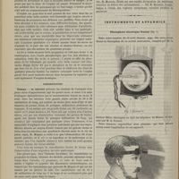 0448 - Page 436 - Société de biologie. Séance du 5 mai 1883. Communications. De la matière colorante des os de l'orphile. M. Dubois / Présentation. Ténias. M. Mégnin / Thèses soutenues à la Faculté de médecine de Paris pendant l'année 1883 / Instruments et appareils. Photophore électrique frontal (fig. 1)