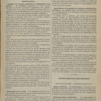 0457 - Page 445 - Académie de médecine. Séance du 15 mai 1883. Correspondance / Communications. Atrophie du cerveau consécutive à l'amputation d'un membre. M. Bourdon / Physiologie de la vision. M. Gariel / Décroissance de population de plusieurs départements de France. M. Lagneau / Société médicale des hôpitaux. Séance du 11 mai 1883. Angine ulcéreuse. M. Damaschino / Pseudo-paralysie syphilitique. M. Damaschino