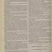 0702 - Page 690 - Hôpital de la Charité. M. Desprès. I. Sur une forme de vaginite non spécifique survenant chez des femmes âgées. - II. Corps étranger des fosses nasales chez un jeune enfant. Noyau de cerise. - III. Lymphangite survenant dans le cours d'un eczéma des mains. (Leçon recueillie par M. Brunon...) / Hôpital Saint-Louis. M. Fournier. De la syphilis héréditaire tardive