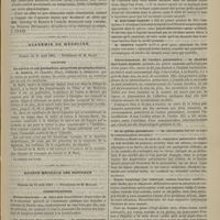 0775 - Page 763 - Double hydrocèle de la tunique vaginale infécondité temporaire, guérison par la ponction suivie de l'injection iodée. Par M. le Docteur G. Desmaroux... / Académie de médecine. Séance du 21 août 1883. Lecture. Le cuivre et ses prétendues propriétés prophylactiques. M. Bailly... / Société médicale des hôpitaux. Séance du 10 août 1883. Communications. Revaccinations. M. Millard / Le concours des accoucheurs. M. Moutard-Martin / Pleurésie purulente, empyème. M. Dumontpallier, observation communiquée par M. Debove / Rétrécissement de l'artère pulmonaire. M. Robert Moutard-Martin / De la spléno-pneumonie. M. Grancher