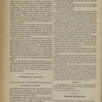 0030 - Page 20 - Hôpital Saint-Louis. M. Fournier. La période préataxique du tabes d'origine syphilitique / Académie de médecine. Séance du 6 janvier 1885. Installation du bureau / Rapport / Communication. Sur un nouveau mode de pansement permanent. M. Marc Sée / Lecture. M. Poznanski : Ralentissement du pouls, signe prémonitoire du choléra et moyens inusités préventifs et curatifs / Société de biologie. Séance du 27 décembre 1884. Communications. Cocaïne. M. d'Arsonval, un travail de M. Charpentier