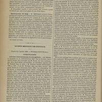 0046 - Page 36 - Société de biologie. Séance du 10 janvier 1885. Communications. Cocaïne. M. d'Arsonval, de la part de M. Charpentier / Le venin de la vive. M. Dubois, une note de M. Bottard / Spectroscopie du sang. M. Hénocque / Société médicale des hôpitaux. Séance du 9 janvier 1885. Communications. Infection tuberculeuse par la voie génitale. M. Vallin, communication faite par M. Fernet