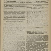 0051 - Page 41 - Sommaire / Séance de l'Académie de médecine / Hôpital de la Charité. M. Bouilly. I. Névralgie faciale rebelle, élongation du nerf sous-orbitaire. - II. Phlegmon de la paroi abdominale. - III. Rétrécissement cancéreux de l'oesophage