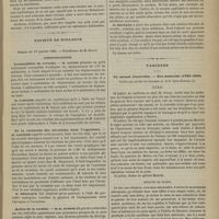 0071 - Page 61 - Le chlorhydrate de cocaïne en oculistique ; par le Docteur Sédan... / Société de biologie. Séance du 17 janvier 1885. Communications. Locomobilité du cerveau. M. Gavois / De la recherche des alcaloïdes dans l'organisme. M. Laborde / Action de la cocaïne. M. R. Dubois / Variétés. Un savant d'autrefois. - Son mémorial (1780-1865) ; publié par ses fils les Docteurs A. et G. Léon-Dufour