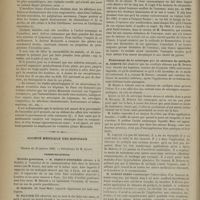 0094 - Page 84 - Thérapeutique. De l'aconitine dans les névralgies. Par le Docteur Th. Guibert / Société médicale des hôpitaux. Séance du 23 janvier 1885. Communications. Orchite goutteuse. M. Debout-d'Estrées, à l'occasion de la communication faite par M. Guyot / Cancer de l'estomac. M. Dujardin-Beaumetz / Traitement de la sciatique par le chlorure de méthyle. M. Debove, résultats obtenus par M. Desnos