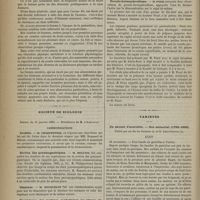 0142 - Page 132 - De l'influence du sexe sur le coefficient de résistance et sur la fréquence de la carie des dents ; par le Docteur V. Galippe / Société de biologie. Séance du 31 janvier 1885. Communications. Cocaïne. M. Charpentier, en réponse aux objections qui lui ont été faites par MM. Regnard et Dubois / Section des pneumogastriques. M. Beaunis / Diastase. M. Bouquelot / Persistance des vestiges médullaires au niveau du coccyx. M. Beauregard, une note de M. Tourneux... / Des rapports de la densité des dents avec leur composition chimique. M. Galippe / Pseudo-hermaphrodisme. M. Pozzi / Variétés. Un savant d'autrefois. - Son mémorial (1780-1865) ; publié par ses fils les Docteurs A. et G. Léon-Dufour