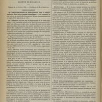 0176 - Page 166 - Académie de médecine. Séance du 17 février 1885. Communication / Société de biologie. Séance du 14 février 1885. Communications. De l'emploi des filtres en terre poreuse pour la stérilisation à froid des liquides organiques. M. Galippe, en son nom et au nom de M. Bourquelot / De l'influence du côté sur la répartition de la carie dentaire. M. Galippe / La thalline. M. Paul Loye, étudié avec M. Brouardel / Synthèse chimique. M. Oechsner de Coninck, réalisé avec MM. Gautier et Etard / Cérébrotome. M. le Docteur Gavoy / Tracé sphygmographique pendant une ascension. M. Pozzi
