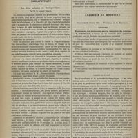 0198 - Page 188 - Hôpital de la Clinique. M. Pajot. Deux cas de présentation du sommet en oblique postérieure / Thérapeutique. La diète animale en thérapeutique. Par M. le Docteur Girard / Académie de médecine. Séance du 24 février 1885. Lecture. Traitement du varicocèle par la résection du scrotum. M. Horteloup / Communication. Sur l'érysipèle et la méthode antiseptique. M. Verneuil