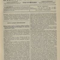 0411 - Page 401 - Sommaire / Revue clinique hebdomadaire. Méningo-myélite aiguë ou congestion méningo-myélitique survenue brusquement chez une femme à la suite d'un rapprochement sexuel