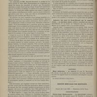 0454 - Page 444 - Académie de médecine. Séance du 12 mai 1885. Lectures. Alcoolisme. M. Motet / Goutte des glandes. M. Debout d'Estrées / Influence des eaux de Saint-Honoré sur la capacité vitale. M. Maurice Binet... / Rapports. Eaux minérales. M. Proust lit pour M. Bouchardat fils, et au nom de la commission des eaux minérales / Société médicale des hôpitaux. Séance du 8 mai 1885. Communications. Calcul rénal. Néphrectomie. M. Chauffard
