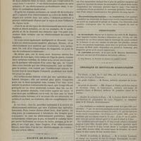 0464 - Page 454 - Hôpital de la Pitié. M. Verneuil. I. Anthrax de la lèvre supérieure et néphrite aiguë. II. Rétrécissements de l'urètre / Société de biologie. Séance du 14 mai 1885. Communications. Transfusion sanguine. M. Brown-Séquard / Électrodes impolarisables. M. d'Arsonval / Présentations / Chronique et nouvelles scientifiques. Faculté de médecine de Paris / Faculté de médecine de Bordeaux