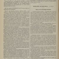 0532 - Page 522 - Hôpital de la Charité. M. Desprès. I. Mammite chronique ; hystérie réveillée par la tension du sein. Guérison de la contracture hystérique parallèlement à la lésion éloignée. - II. Épithélioma, ablation ; huit ans sans récidive. - III. Drainage du kyste du corps thyroïde. (Leçon recueillie par M. de Tornery...) / Hôtel-Dieu de Saint-Malô. M. Martel. Deux cas de monoplégie brachiale
