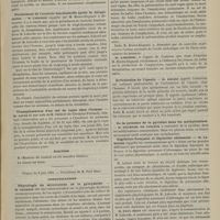 0535 - Page 525 - Société de biologie. Séance du 30 mai 1885. Communications. Origine et nature des lésions oculaires. M. Poncet / Persistance de l'activité fonctionnelle après la décapitation. M. Laborde, M. Brown-Séquard / Transplantation d'un oeil de lapin chez l'homme. M. Javal, une note de M. Chibret... / Élection / Séance du 6 juin 1885. Communications. Physiologie du micrococcus de la pyocyanine. M. Charrin / Pathogénie de l'emphysème pulmonaire. M. Brown-Séquard / Articulation de l'épaule. M. Assaki / De la présence de la pyridine dans les méthylamines. M. Oeschner de Coninck / Digitaline française et digitaline allemande. M. Laborde / Des courants électriques des tissus vivants. M. Onimus