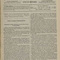 0571 - Page 561 - Sommaire / Revue clinique hebdomadaire. Phénomènes curieux observés à la suite d'une section du nerf médian
