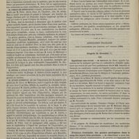 0862 - Page 852 - Académie de médecine. Séance du 15 septembre 1885. Correspondance. Pathogénie, étiologie et traitement du choléra. M. Peter / Lecture. Liquide vaccinal de M. Ferran. M. Chantemesse, en son nom et celui de M. Rummo / Association française pour l'avancement des sciences, XIVe session. Congrès de Grenoble. VIII. Syphilome ano-rectal. M. Reclus... / Présence éventuelle des germes pathogènes dans le sang des sujets bien portants. M. Chauveau