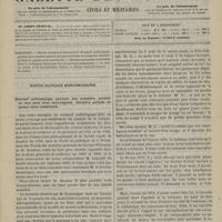 0891 - Page 881 - Sommaire / Revue clinique hebdomadaire. Sommeil pathologique pendant une première période de sept mois sans interruption. Dernière période de quinze mois consécutifs