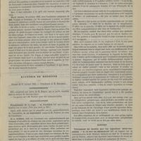 1007 - Page 997 - Méthode pour prévenir la rage après morsure. Par M. L. Pasteur / Académie de médecine. Séance du 27 octobre 1885. Correspondance / Communications. Prophylaxie de la rage. M. Pasteur / Effets antithermiques de la thalline. M. Jaccoud / Rapport. Traitement du choléra par les injections intra-veineuses. M. Le Roy de Méricourt, sur la communication de M. Rouvier...