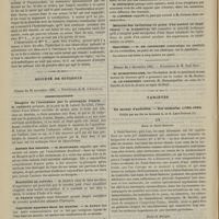 1142 - Page 1132 - Métallothérapie. Fièvre intermittente nerveuse. - Chloro-anémie et aménorrhée. - Insuccès du fer. - Guérison par l'aluminium intus et extra. Par M. le Docteur Moricourt... / Société de biologie. Séance du 28 novembre 1885. Communications. Dangers de l'anesthésie par le protoxyde d'azote. M. Gréhant, de la part de M. Lafont... / Anémie des mineurs. M. Blanchard / Sensibilité du cervelet. M. Dupuy / Injections aqueuses dans les muscles. M. Dupuy / Diffusion des courants électriques. M. Dupuy / Mesures des variations de poids d'un animal en expérience. M. d'Arsonval / Spartéine. M. de Conninght / Séance du 5 décembre 1885 / Variétés. Un savant d'autrefois. - Son mémorial (1780-1865) ; publié par ses fils les Docteurs A. et G. Léon-Dufour