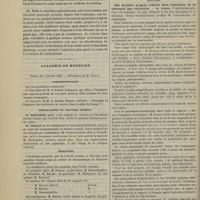 0030 - Page 20 - Hôpital Necker. M. Kirmisson. I. Tumeur néoplasique des fosses nasales. - II. Dacryocystite. - III. Tumeur kystique du doigt annulaire / Académie de médecine. Séance du 5 janvier 1886. Correspondance / Installation du nouveau bureau. M. Bergeron / Élections / Lecture. Des derniers progrès réalisés dans l'opération de la cataracte par extraction. M. Panas