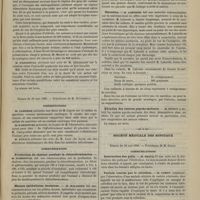 0523 - Page 513 - Société de biologie. Séance du 22 mai 1886. Communications. Inoculation préventive contre la fièvre jaune. M. Rebourgeon / Séance du 29 mai 1886. Présentations. M. D'Arsonval de la part de M. Charpentier : De l'affaiblissement mutuel de plusieurs sons / Communications. Production de chaleur pendant la chloroformisation. M. d'Arsonval / Masses épithéliales dentaires. M. Malassez / Influence des organismes inférieurs sur la production des concrétions. M. Galippe / Narcéine. M. Laborde / Ablation des centres psycho-moteurs. M. Dupuy / Société médicale des hôpitaux. Séance du 28 mai 1886. Communications. Destruction des poils. M. Brocq / Variole traitée par le collodion. M. Comby / Fièvre hystérique. M. Barrier, la communication faite dans l'une des dernières séances par D. Debove