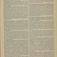 0693 - Page 809 - Congrès pour l'étude de la tuberculose. Séance du 27 juillet (soir). Communications diverses. Antagonisme entre la fièvre palustre et la tuberculose. M. de Brun... / La tuberculose en Égypte. M. Petiot... / Traitement chirurgical des ostéo-arthrites tuberculeuses. M. Redard / Résistance des germes de la tuberculose dans l'eau de rivière. M. Chantemesse, en son nom et au nom de M. Widal / De la persistance de la virulence tuberculeuse dans l'eau courante et dans l'eau stagnante. M. Arloing, au nom de MM. Galtier et Cadéac / Des moyens d'arrêter la marche de la tuberculose expérimentale. M. Arloing / Effets de diverses inoculations préventives. M. Arloing