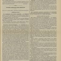 0085 - Page 73 - Notes chirurgicales. De la suture de la plaie vésicale dans la taille hypogastrique / Société médicale des hôpitaux. Séance du 11 janvier 1889. Communications. Des traitements de la fièvre typhoïde. M. Merklen / Pleurésies métapneumoniques. M. Troisier / Présentation de malade. Des crises gastriques non tabétiques. M. Debove