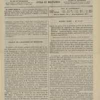 0237 - Page 225 - Sommaire / Séance de l'Académie de médecine / Hôtel-Dieu. M. Richet. Cancer du pylore et de la première portion du duodénum ; adénopathies du médiastin, du creux sus-claviculaire gauche et de l'aisselle de même côté, avec compression veineuse : consécutivement, oedème sous-cutané, unilatéral, et hydrothorax double ; sclérose du foie, peut-être d'origine syphilitique. (Observation recueillie par M. Hallion...)